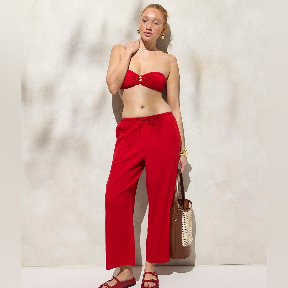J. Crew Red Wide Leg Pants